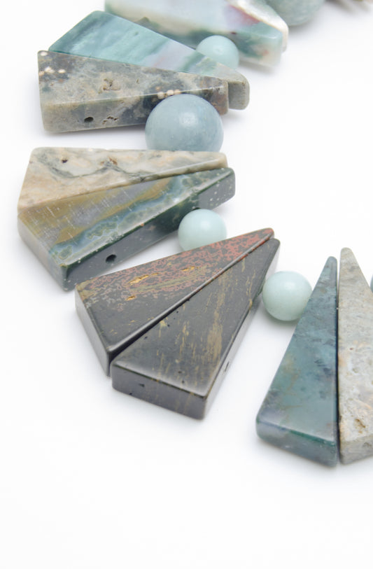 Colier: amazonit, jasp oceanic