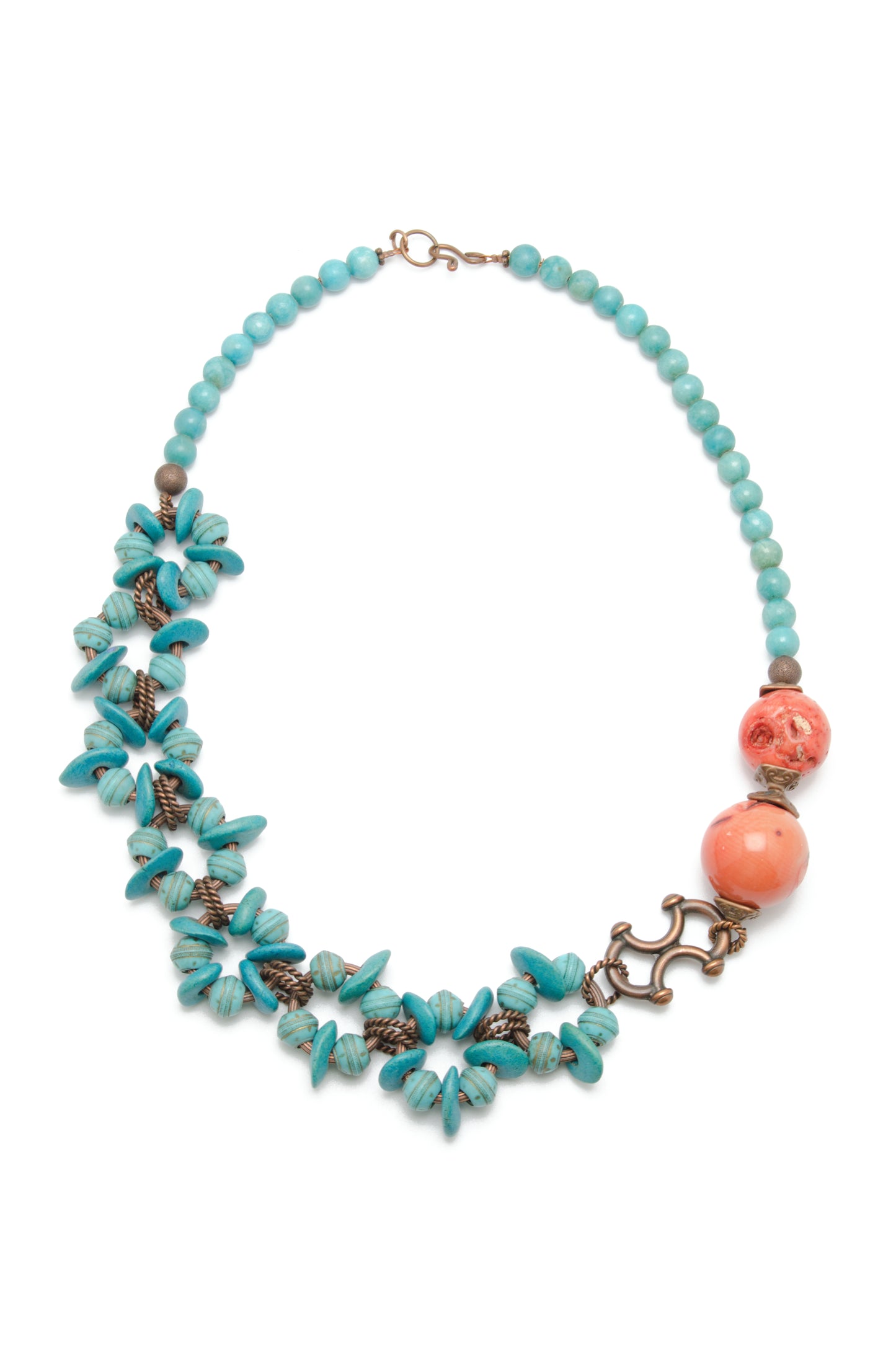 Colier: turcoaz, coral