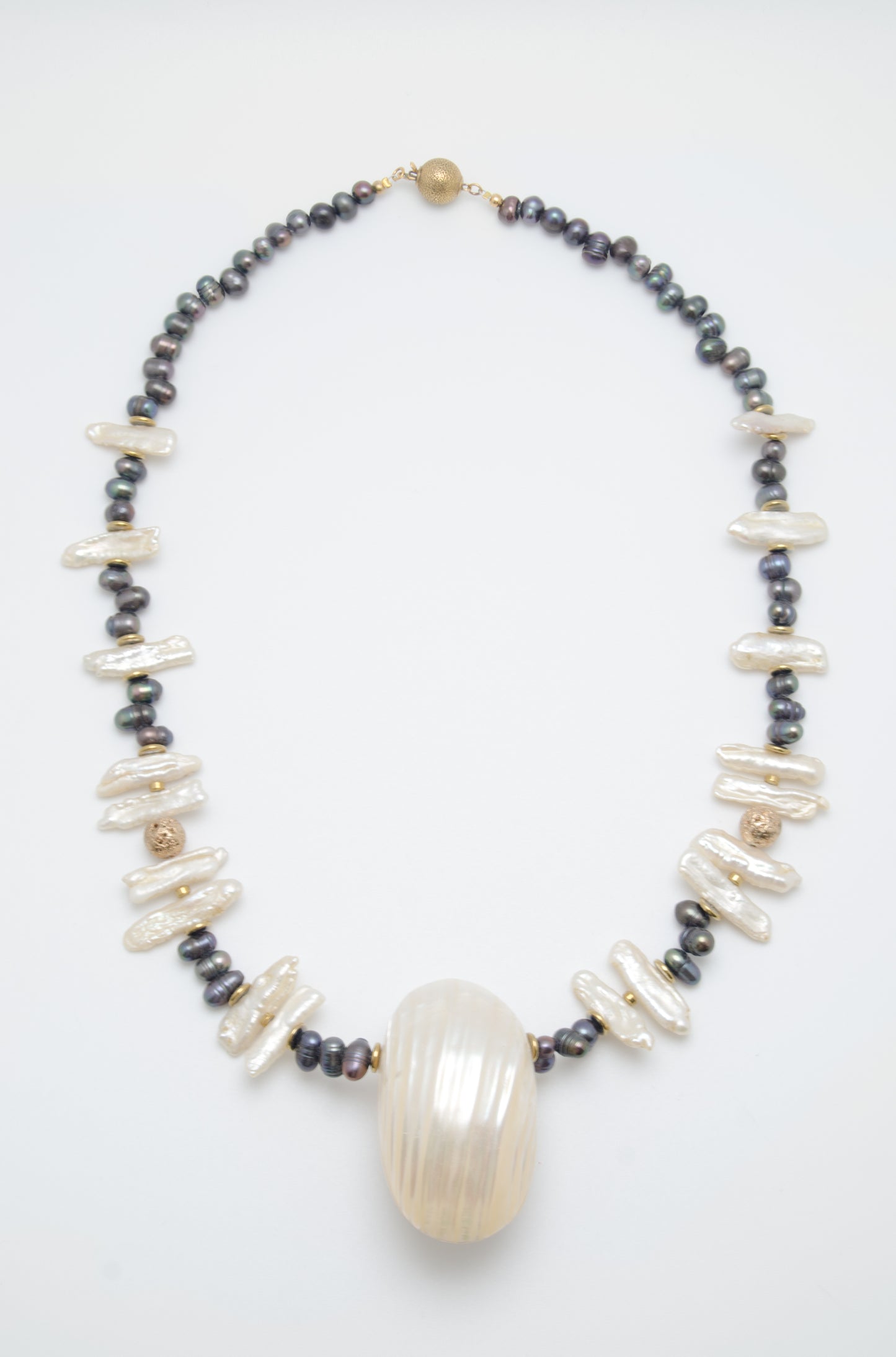 Colier: perle naturale, sidef, hematit