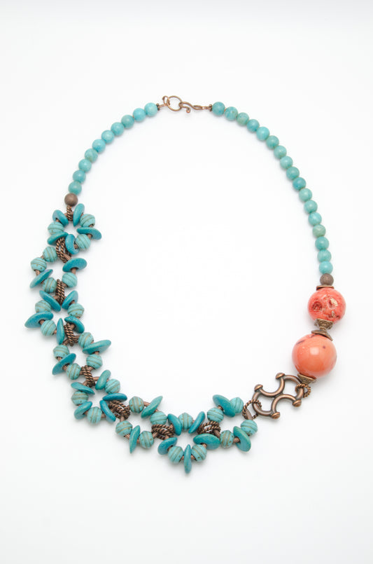 Colier: turcoaz, coral